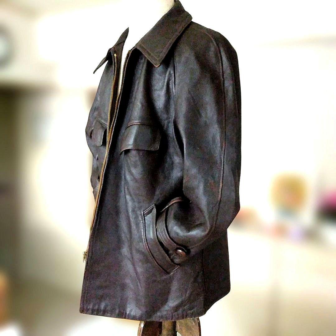50s Vintage フランス製 レザージャケット レザーカーコート