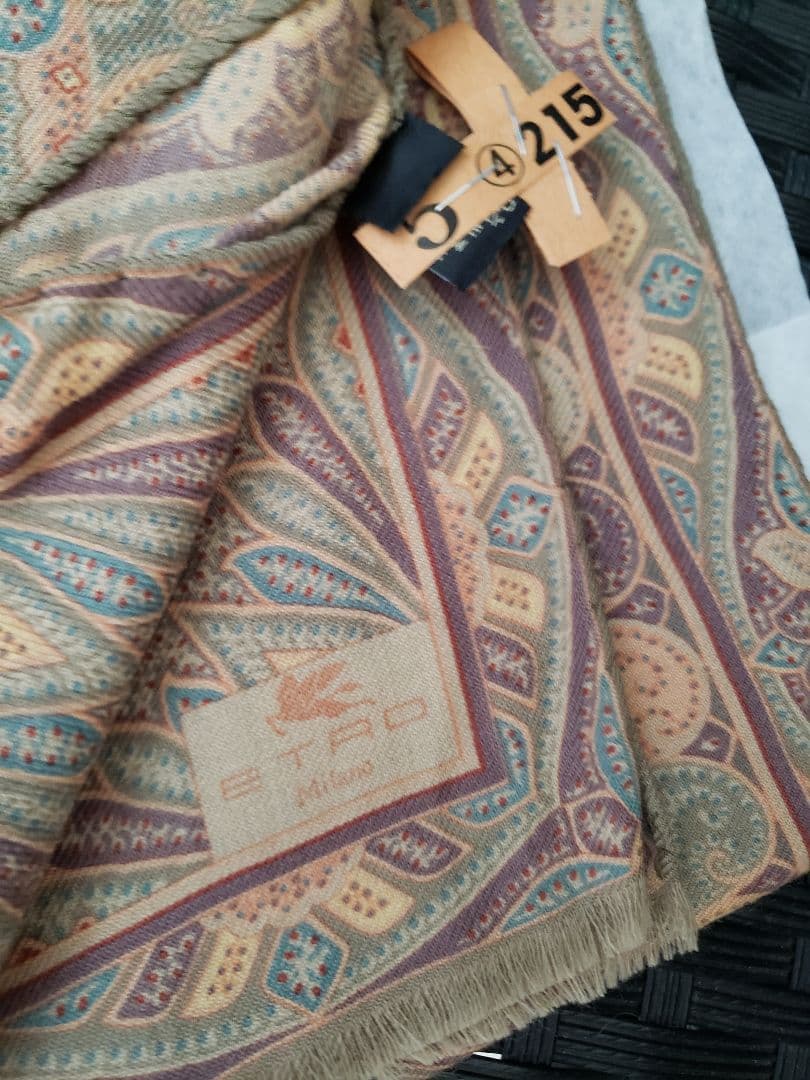 【極美品】ETRO　silk＆wool　長方形　ITALY製　ペイズリー柄