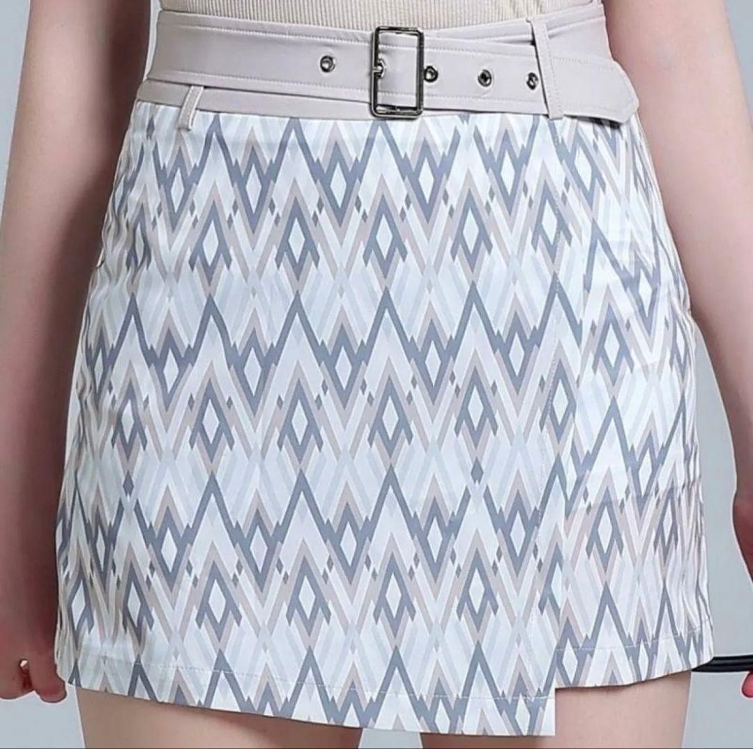 ゴルフウェア 上下セット XS ポロシャツ ミニスカート 重ね着風 ベルト付