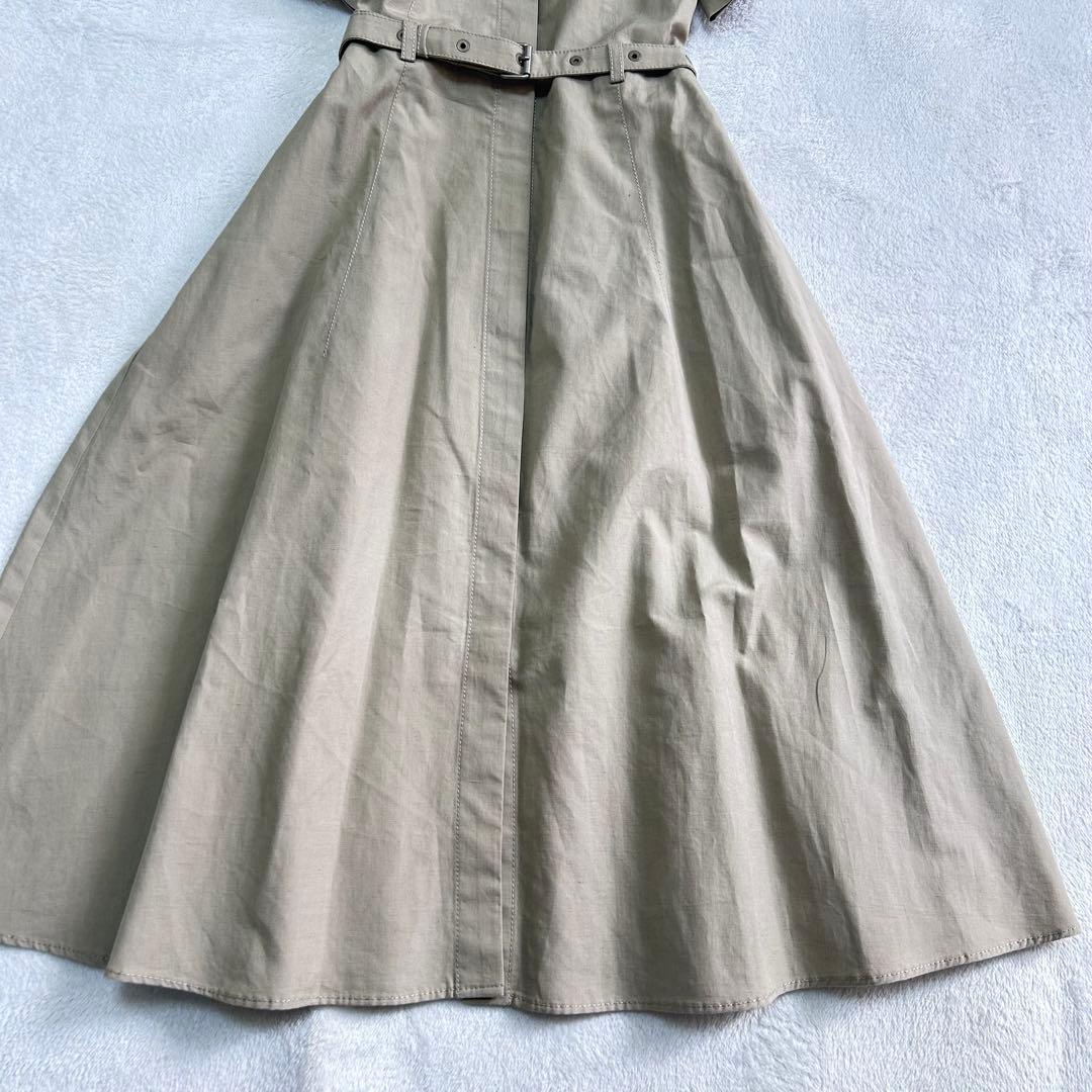 美品✨マックスマーラ　リネン　コットン ベルト　ロング丈　シャツワンピース