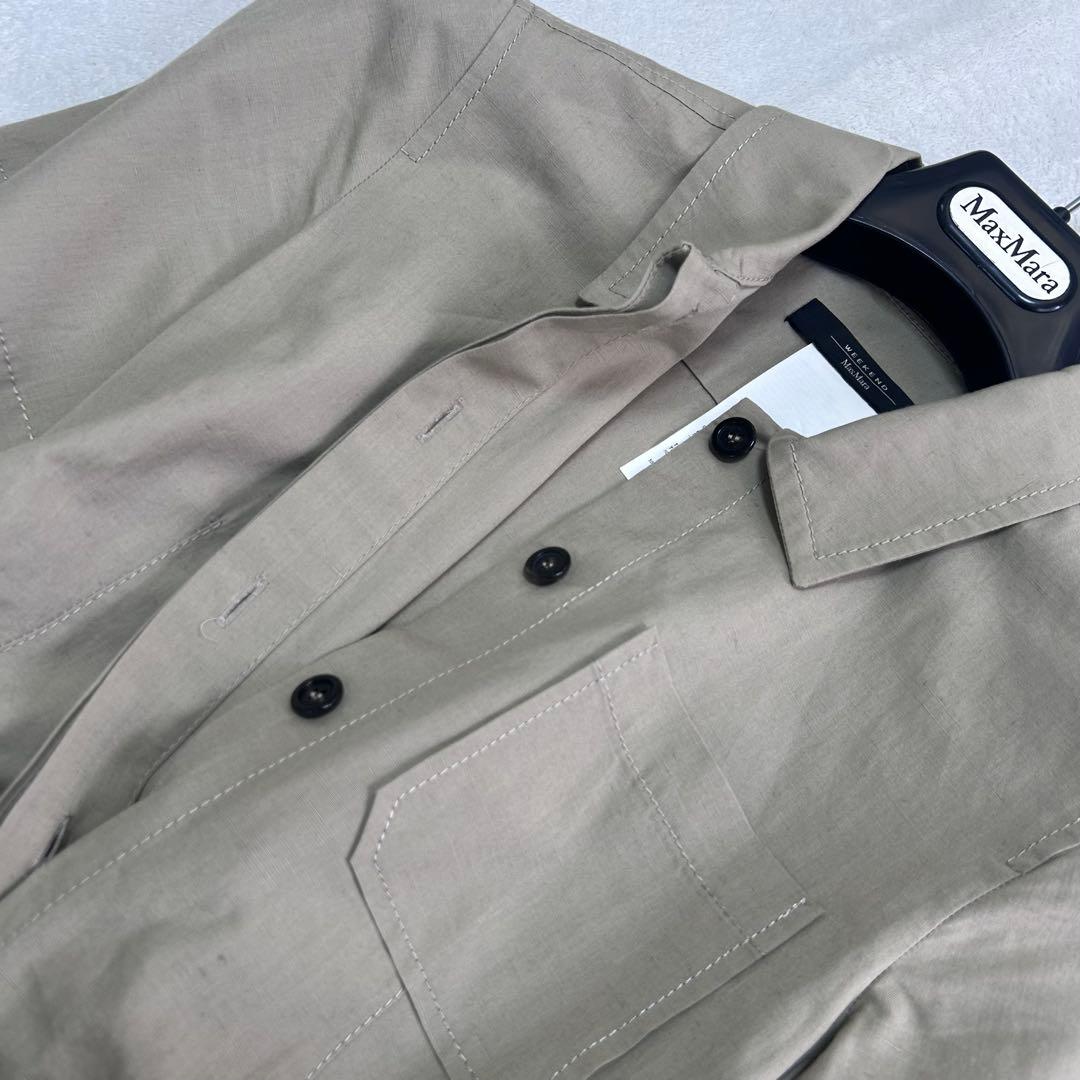 美品✨マックスマーラ　リネン　コットン ベルト　ロング丈　シャツワンピース