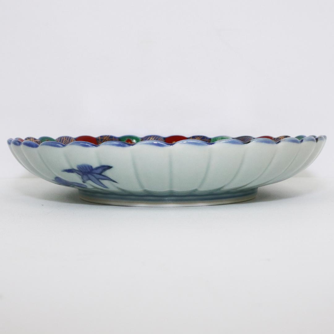 有田焼 林九郎作 和皿揃 染錦地紋 5客 木箱