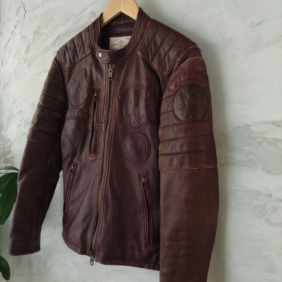 【極美品】AVIREX パッチワークビンテージ加工ライダースジャケット