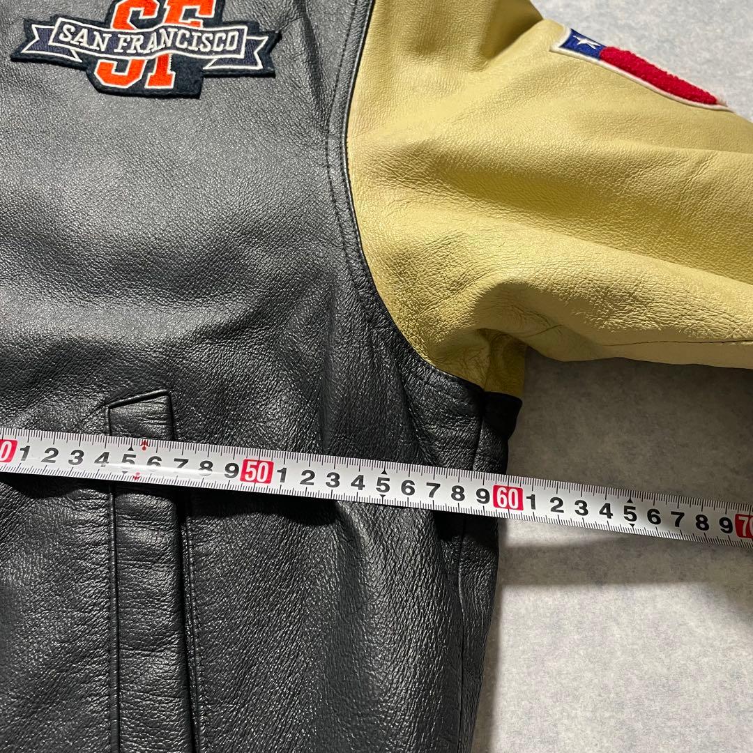 90s オールレザー スタジャン 本革 襟付き バックロゴ 古着 アメカジ Ｍ