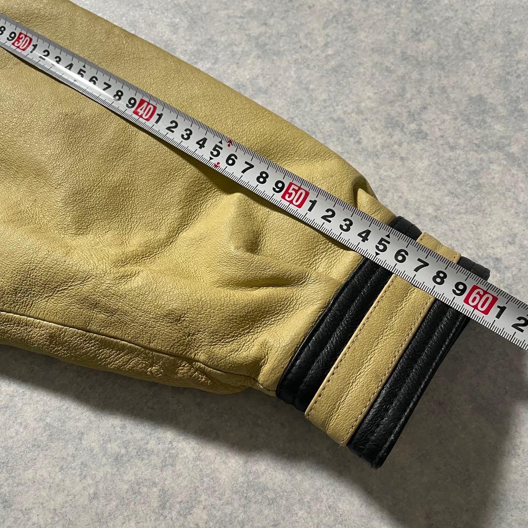 90s オールレザー スタジャン 本革 襟付き バックロゴ 古着 アメカジ Ｍ