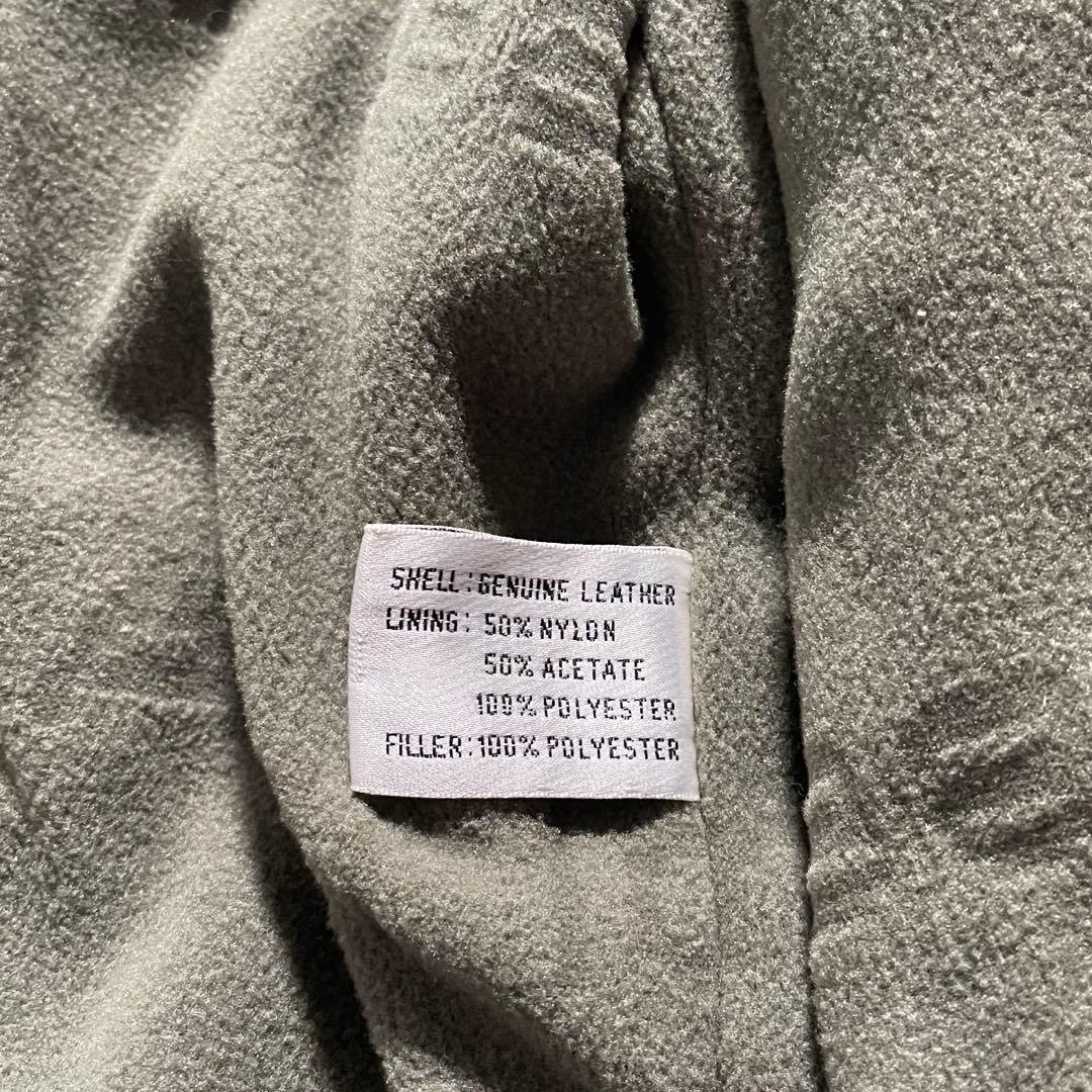 90s オールレザー スタジャン 本革 襟付き バックロゴ 古着 アメカジ Ｍ