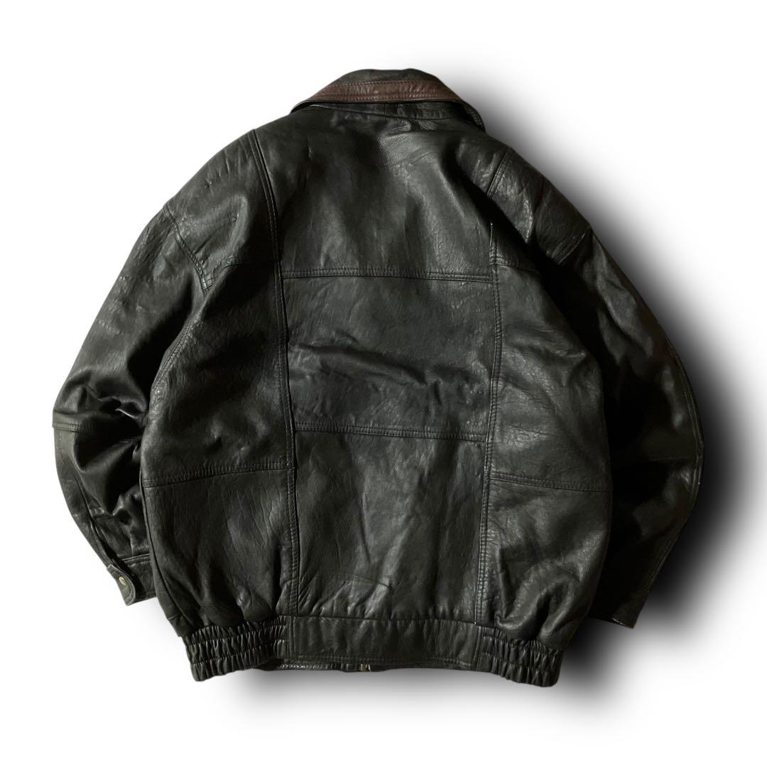 福岡県民様☆vintageレザージャケット本革リアルレザーフライト裏地総柄CBO