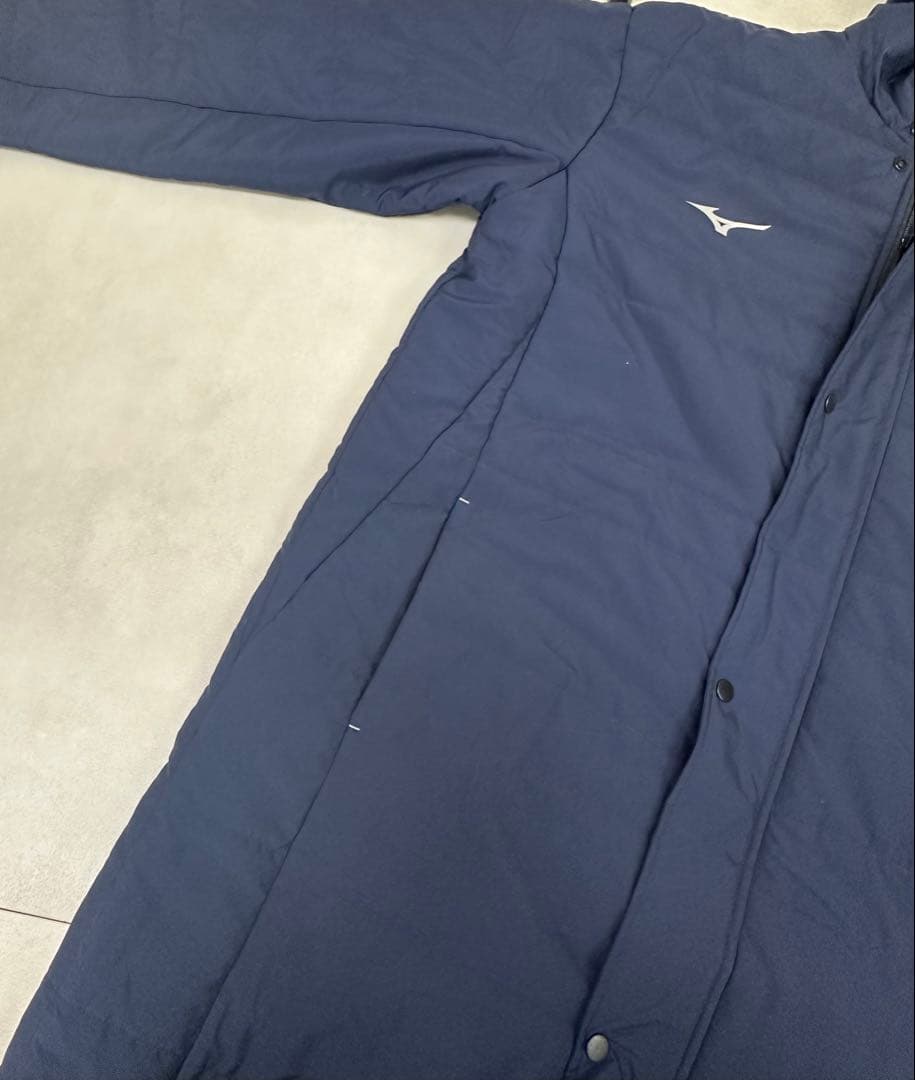 【みん様】ミズノ 野球 サッカー 陸上 ベンチコート 中綿 ネイビー 美品