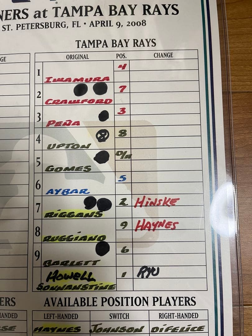 イチロー　城島　岩村　実使用　ラインナップカード