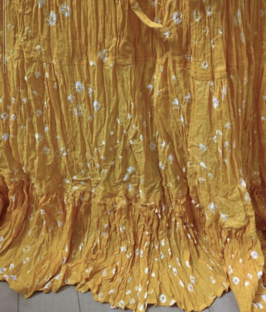 新品未使用　ジプシースカート　25ヤード ジャイプール　インド　イエロー　絞り染