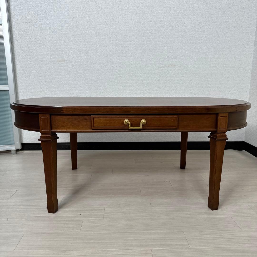 マルニ木工 地中海 センターテーブル 楕円形 引き出し付き i1※