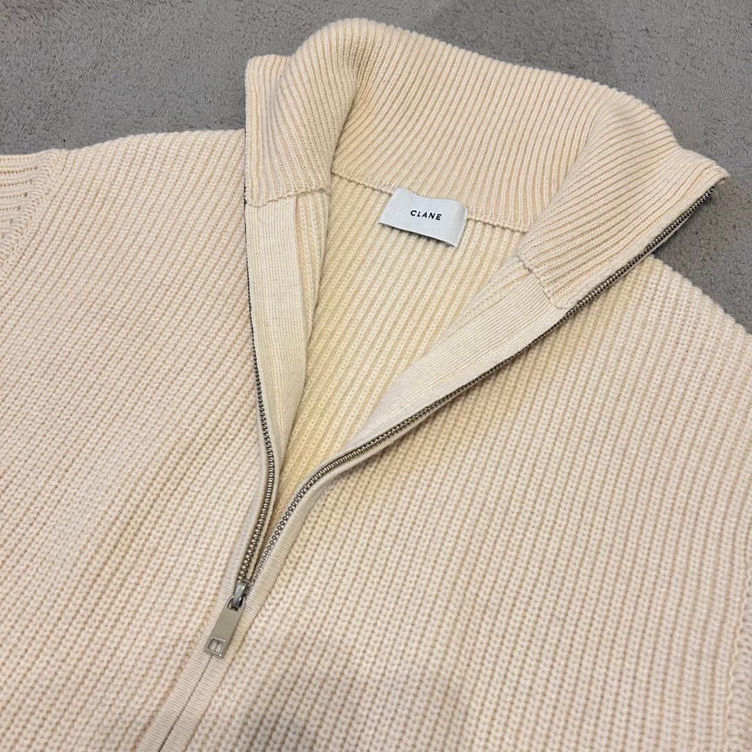 【美品】CLANE ZIP COLLAR KNIT VEST-ivory