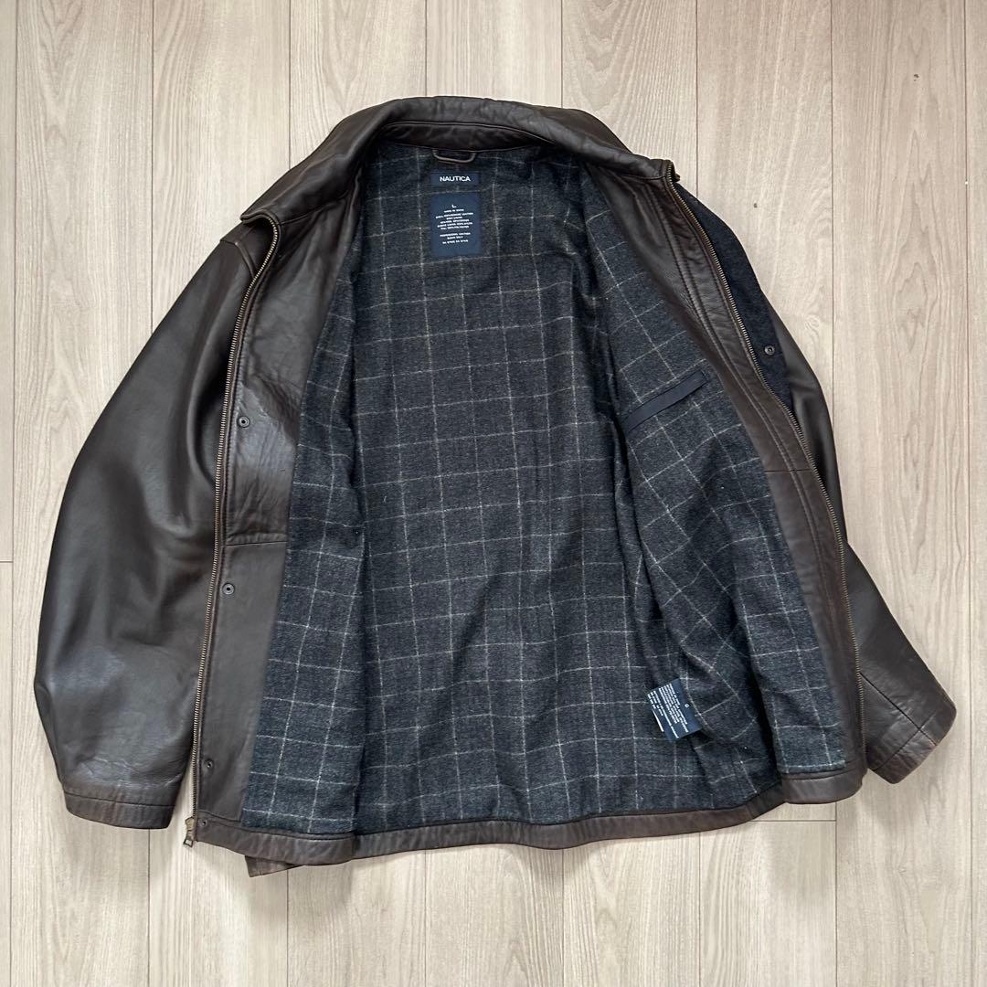 【NAUTICA】ラムレザー ジャケット / Brown / L