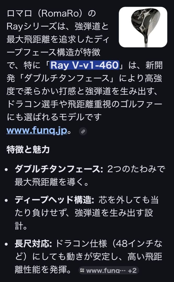 RomaRo RAY V V1ドライバー ヘッド単体　ドラコン使用特別モデル