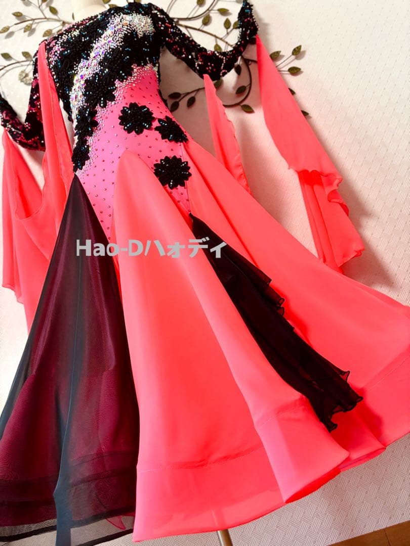 新品★ドレス★スタンダード★社交ダンス★競技会★パーティー★蛍光ウォーターメロン