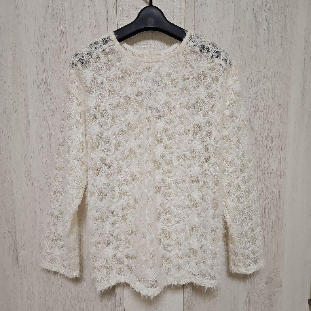 新品タグ付き2025AW☆SHIPS ホワイト レース 長袖 トップス