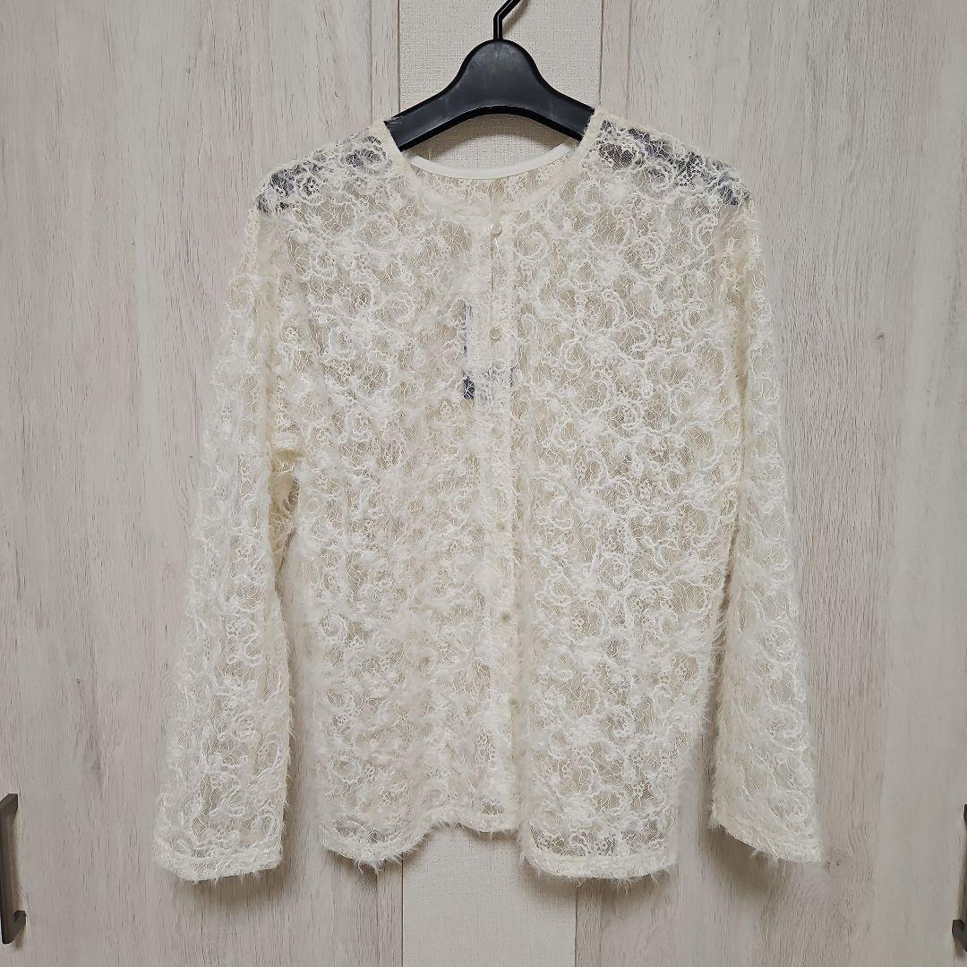 新品タグ付き2025AW☆SHIPS ホワイト レース 長袖 トップス