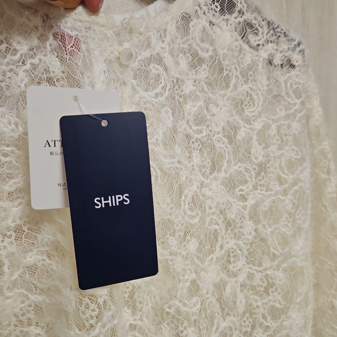 新品タグ付き2025AW☆SHIPS ホワイト レース 長袖 トップス