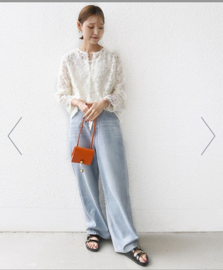 新品タグ付き2025AW☆SHIPS ホワイト レース 長袖 トップス