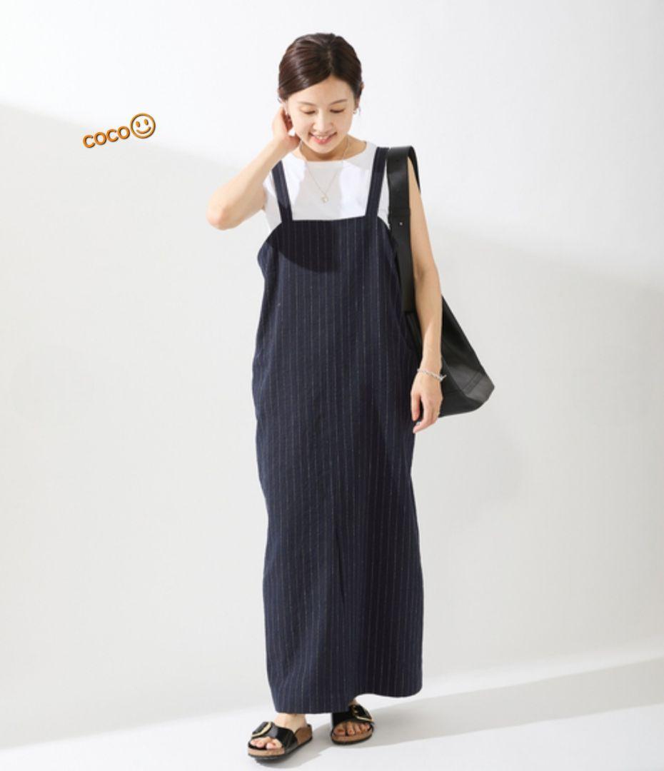 新品タグ付き✨IENAイエナ リネンコン Iライン ジャンスカ ネイビー