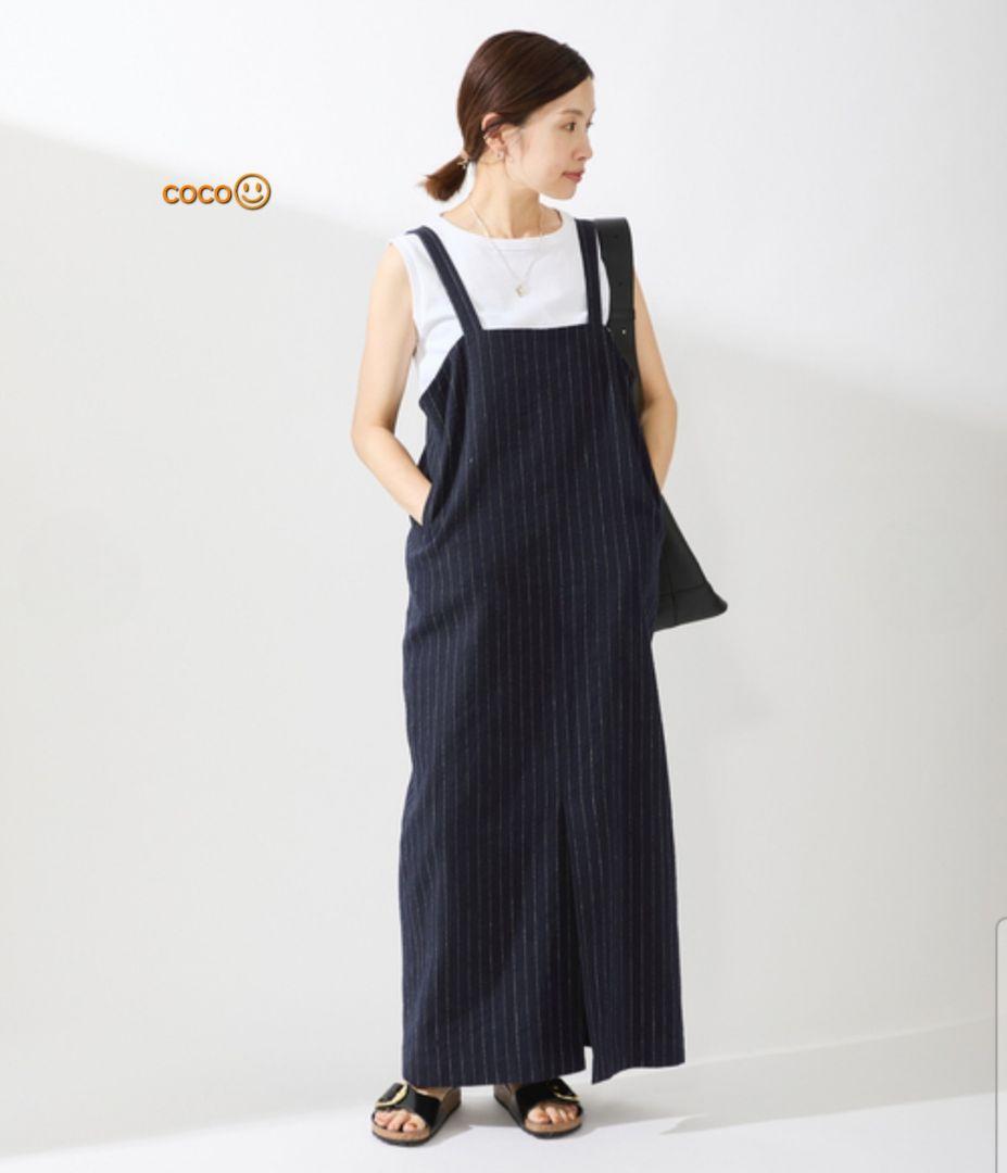 新品タグ付き✨IENAイエナ リネンコン Iライン ジャンスカ ネイビー