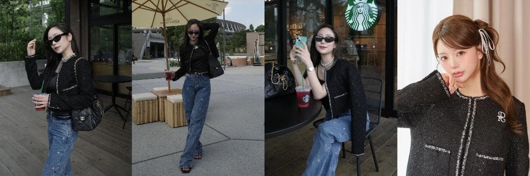 ダーリッチ darich スパンコールツイードジャケット BLK ブラック