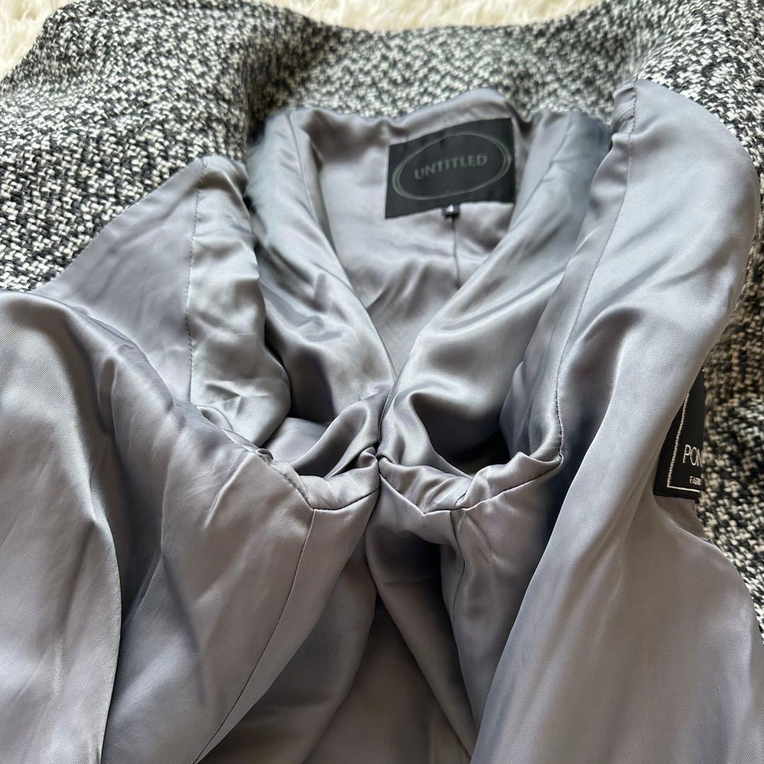 美品✨アンタイトル　ポンチョショートコート　イタリア生地　ツイード　大きいサイズ