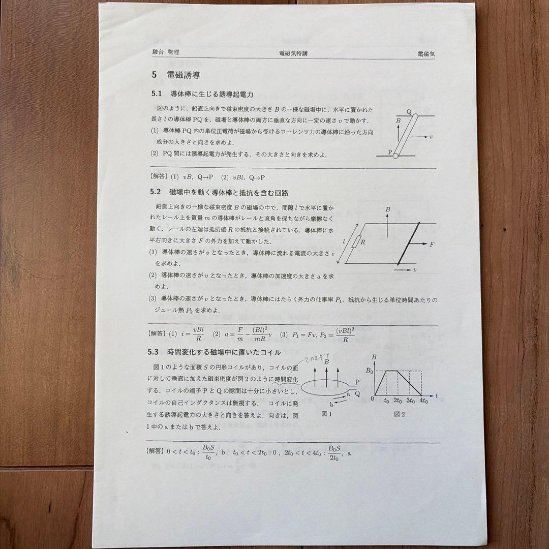 電磁気特講　高井隼人先生　板書