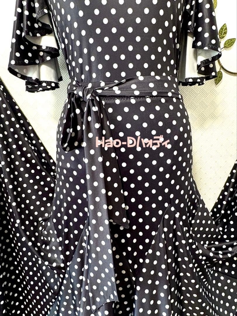 社交ダンス★新品★M★パーティー★レッスン★オリジナル★2点セット★水玉