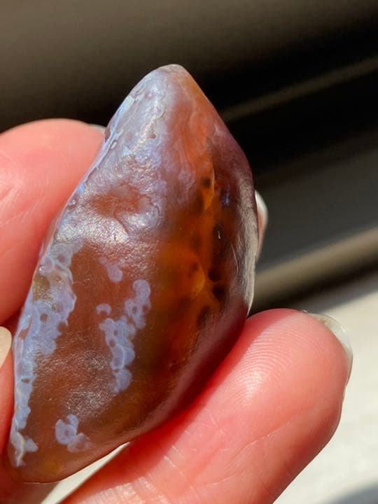 ゴビ石−528 ゴビ瑪瑙　原石　ヒョウ柄　激レア　琥珀色