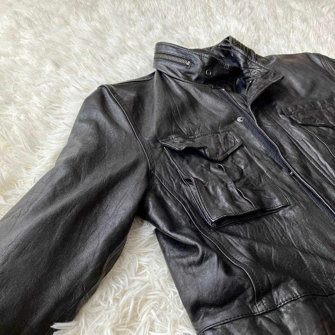 BACK NUMBER M-65型 ラムレザージャケット 黒 M バックナンバー