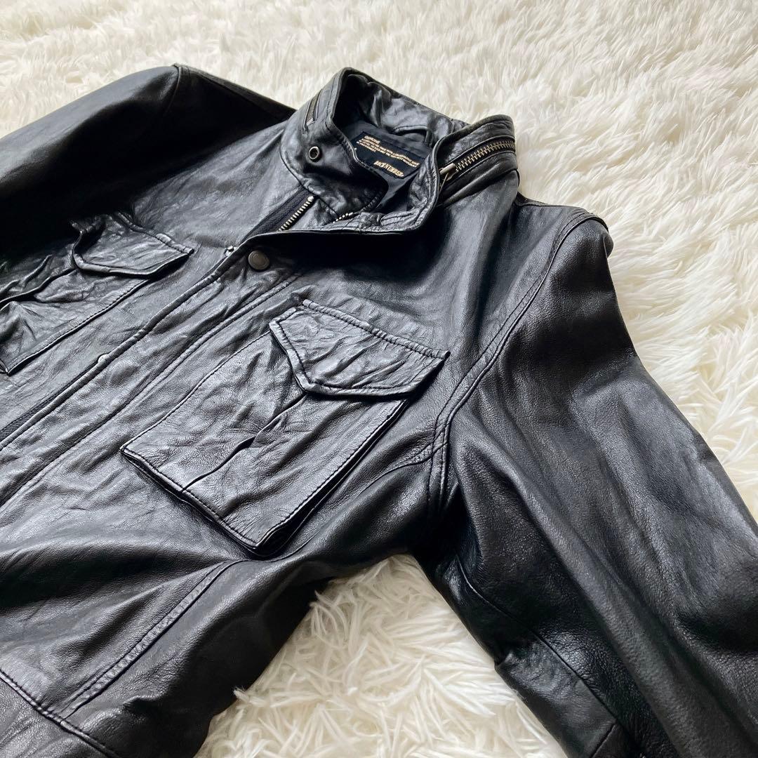 BACK NUMBER M-65型 ラムレザージャケット 黒 M バックナンバー