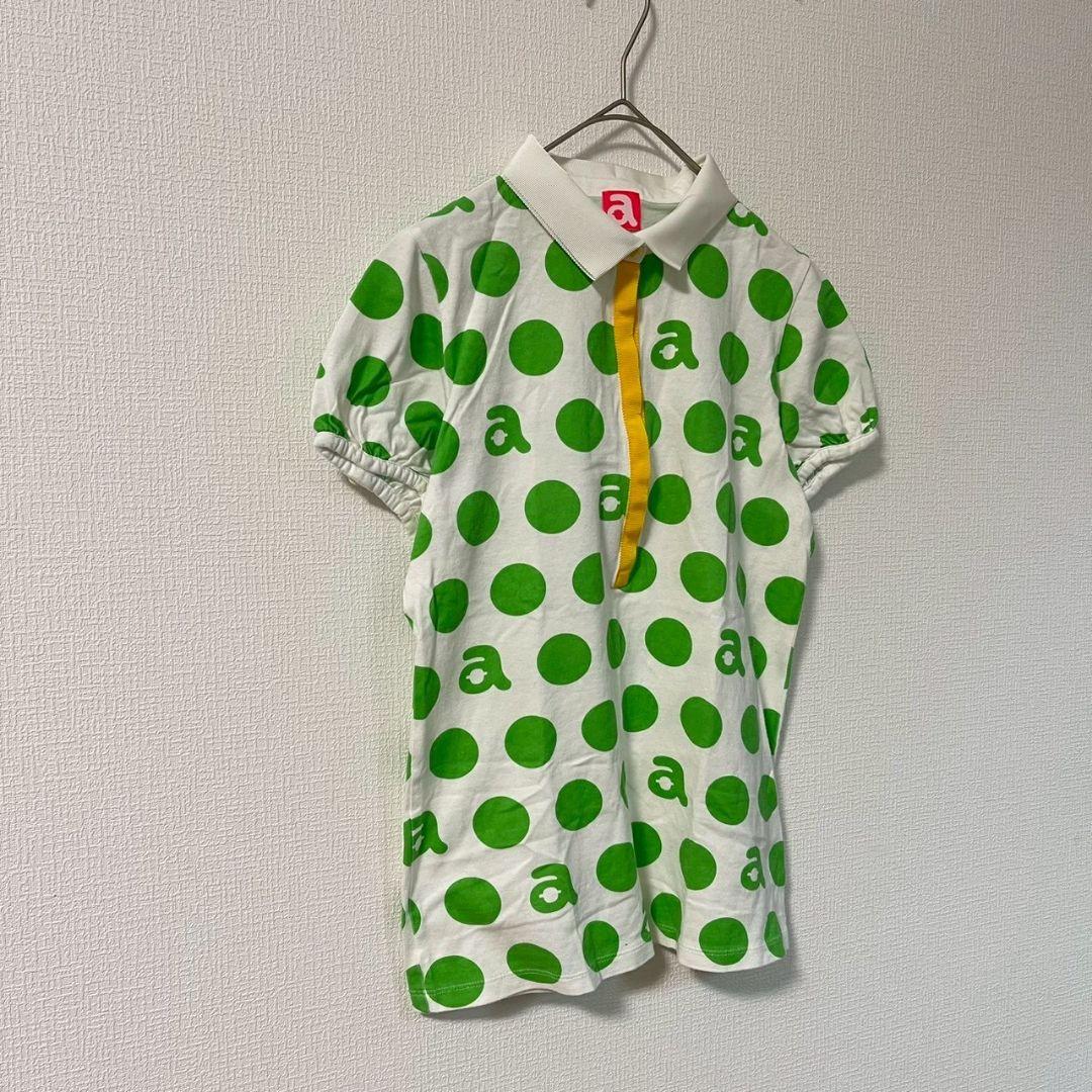 アルチビオ▶半袖ポロシャツ ホワイトグリーン ドット柄 サイズ36 ゴルフ