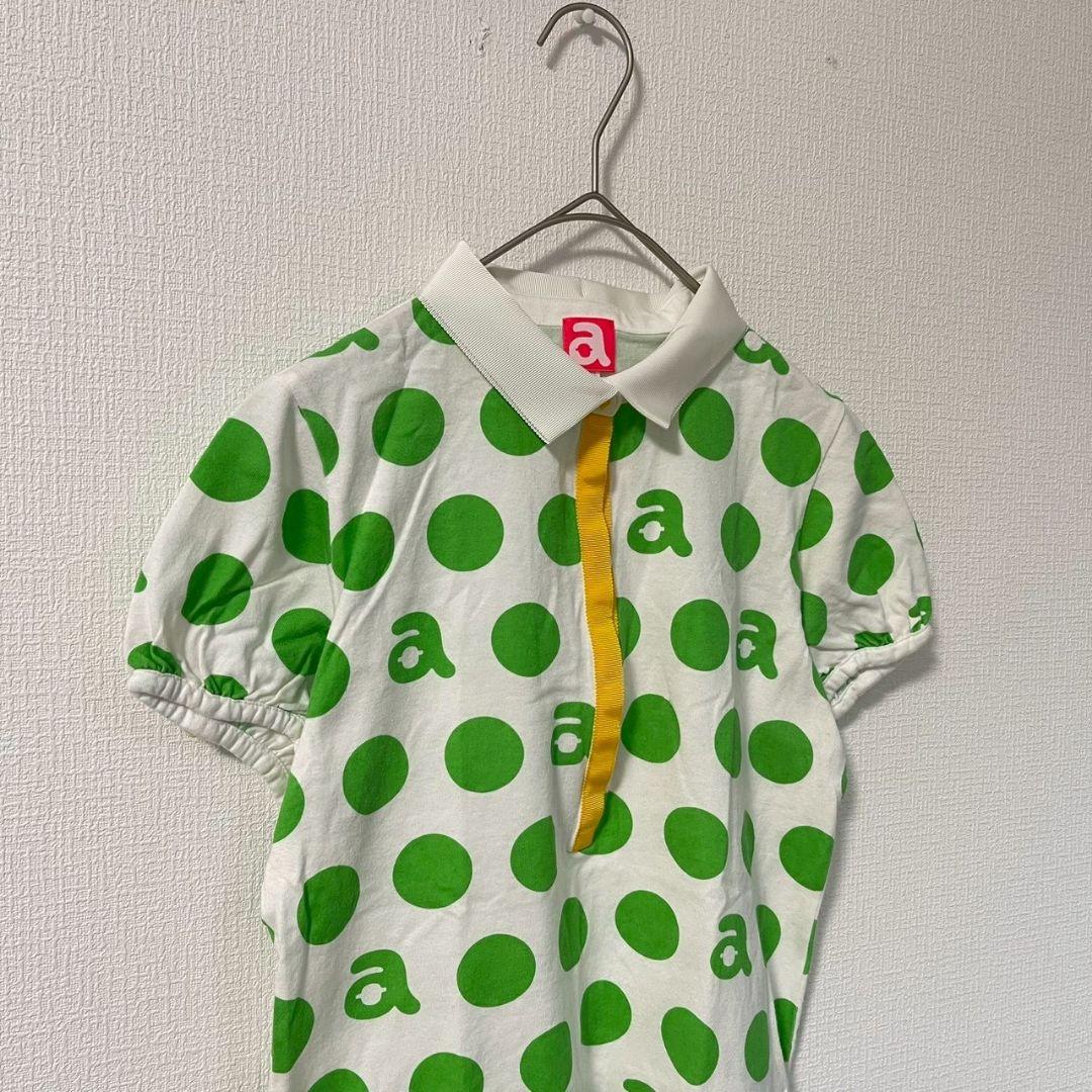 アルチビオ▶半袖ポロシャツ ホワイトグリーン ドット柄 サイズ36 ゴルフ