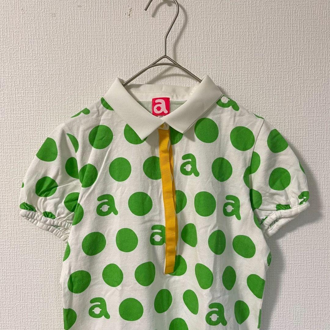 アルチビオ▶半袖ポロシャツ ホワイトグリーン ドット柄 サイズ36 ゴルフ