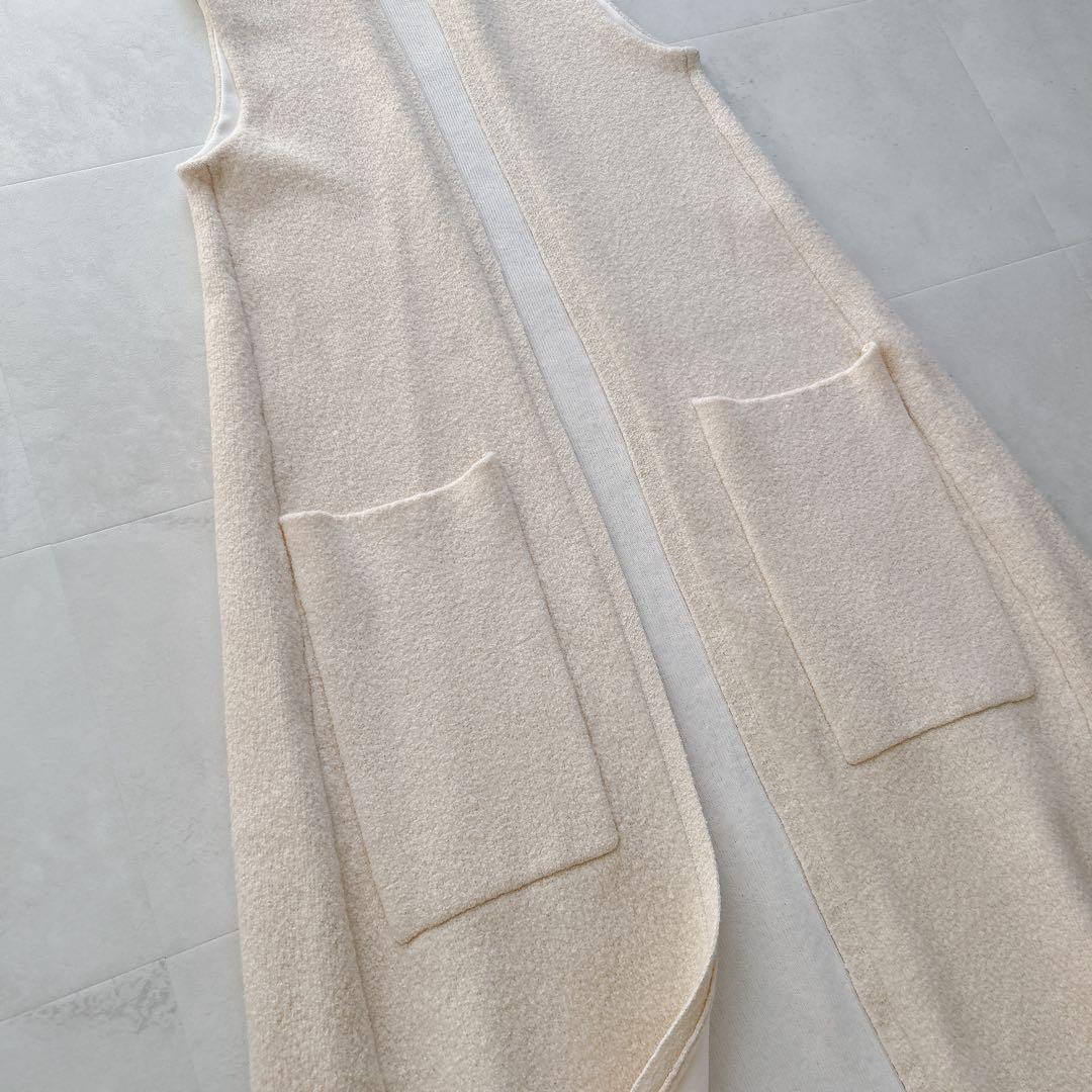 希少✨人気　マディソンブルー　ロングジレ　ウール系　ベスト　アイボリー　ブークレ