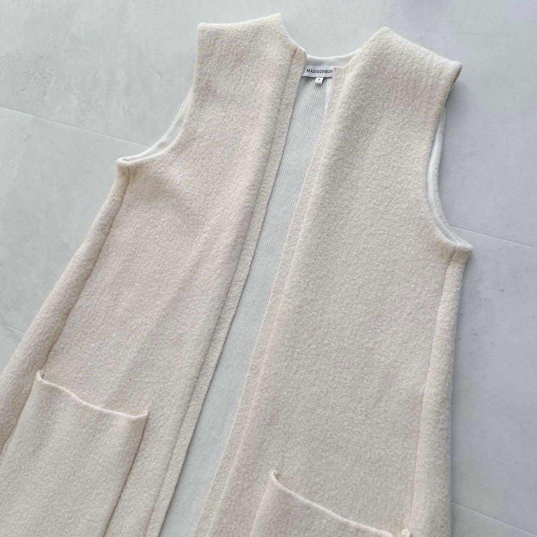 希少✨人気　マディソンブルー　ロングジレ　ウール系　ベスト　アイボリー　ブークレ