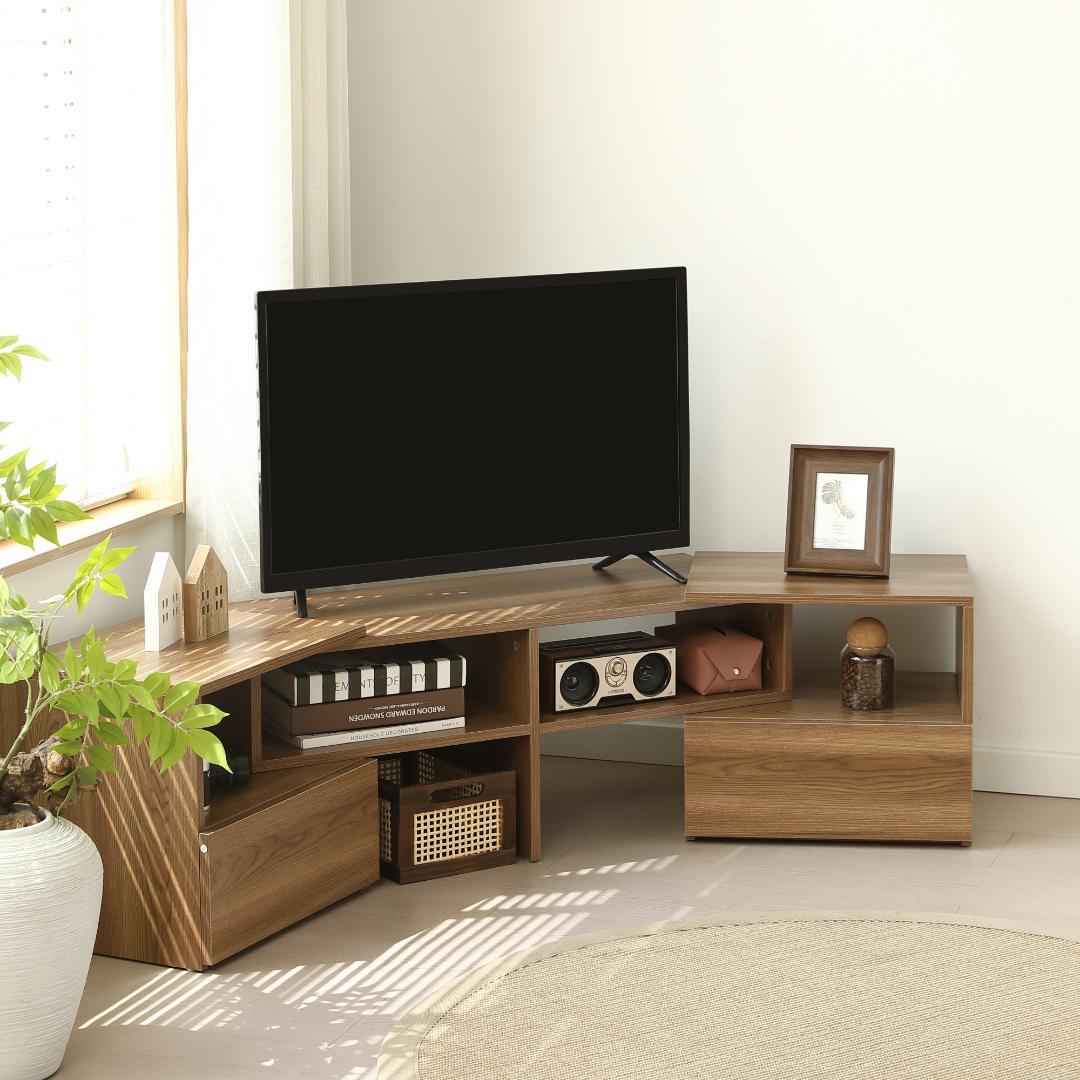 テレビ台　幅は93~172cm伸縮可能　引き出し付き　大容量　BROWN