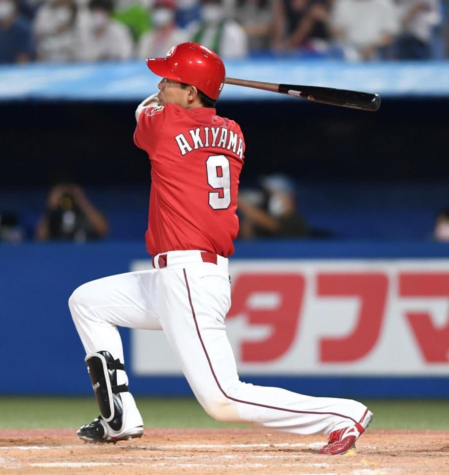 広島 東洋　カープ　秋山　ハイクオリティ　ビジター　ユニフォーム　デサント　L