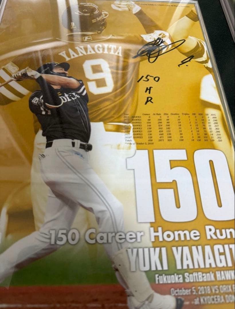 BBM柳田悠岐 150本塁打記念 直筆サイン入りフォト　福岡ソフトバンクホークス