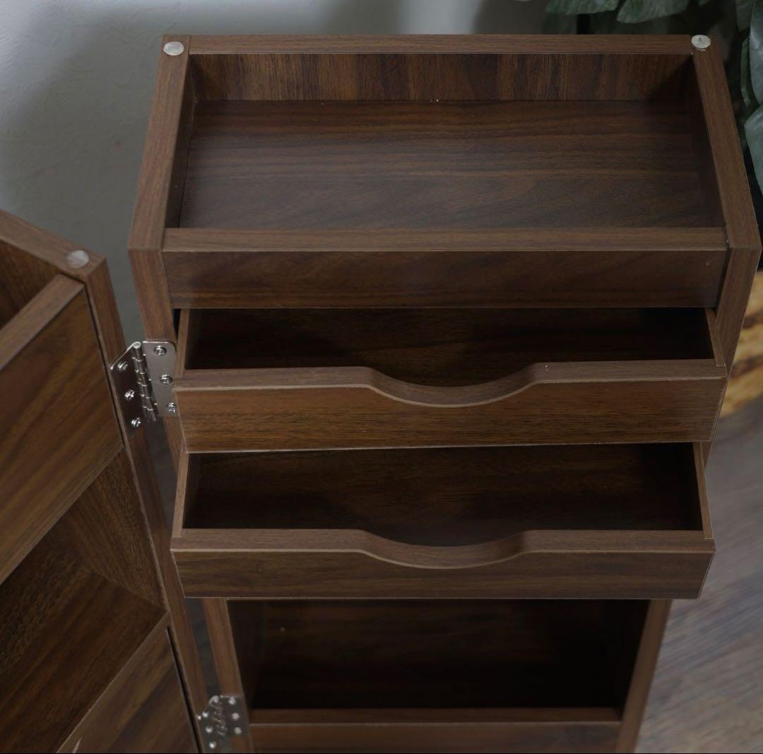 新品未使用‼️コスメボックス 木製ドレッサー・鏡台 引き出し2つ付