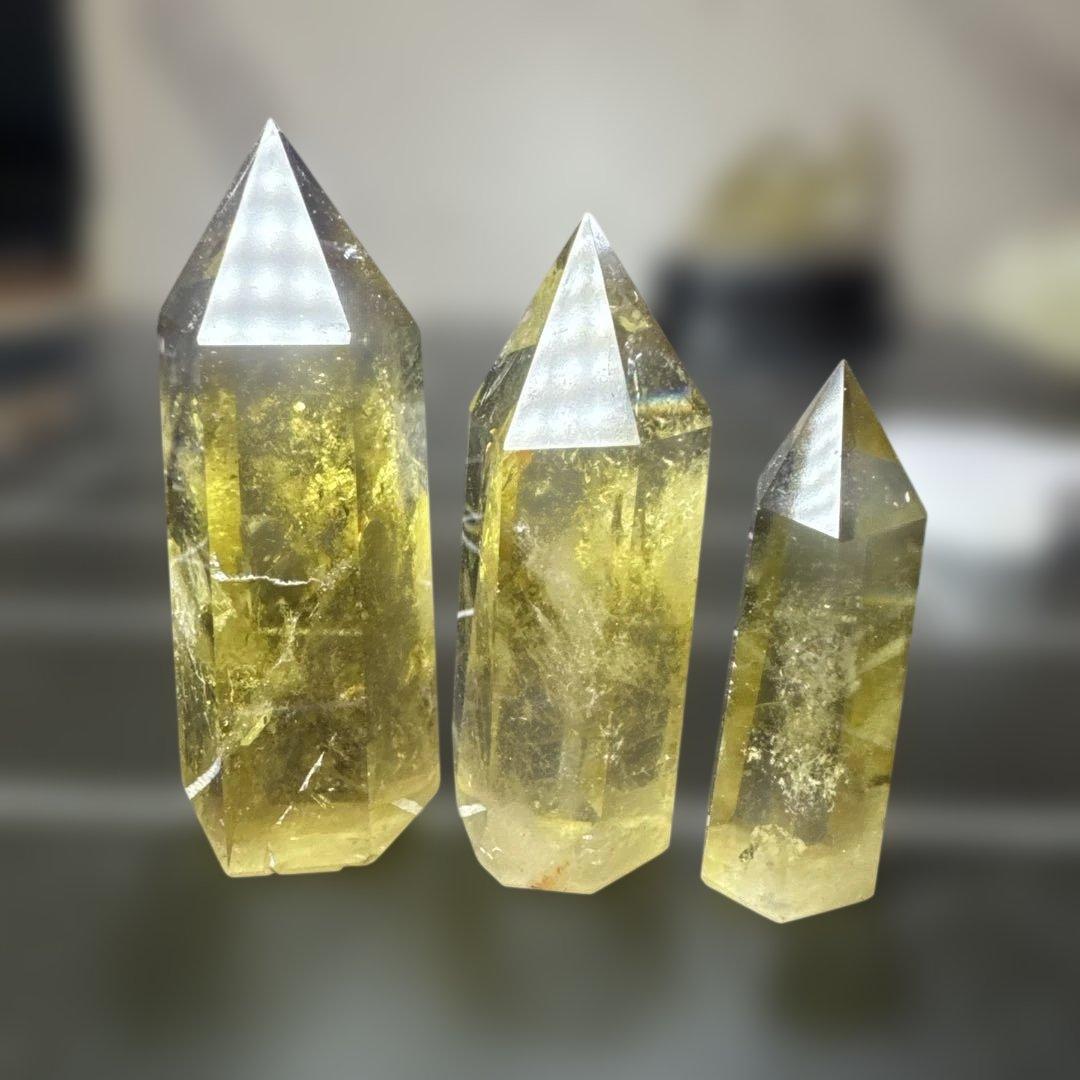 高透明　シトリンクラスター 原石 台座付き　スモーキーシトリン　ポイントセット