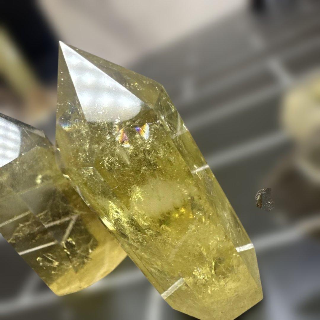 高透明　シトリンクラスター 原石 台座付き　スモーキーシトリン　ポイントセット