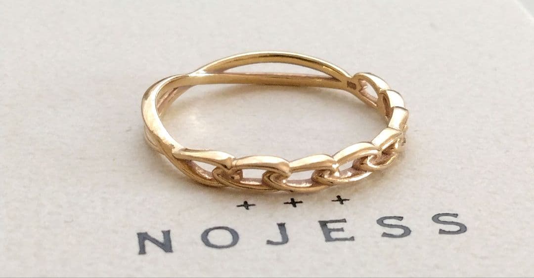 ノジェス K10 リング 13号 リバーシブル プラス ゴールド 編み 美品