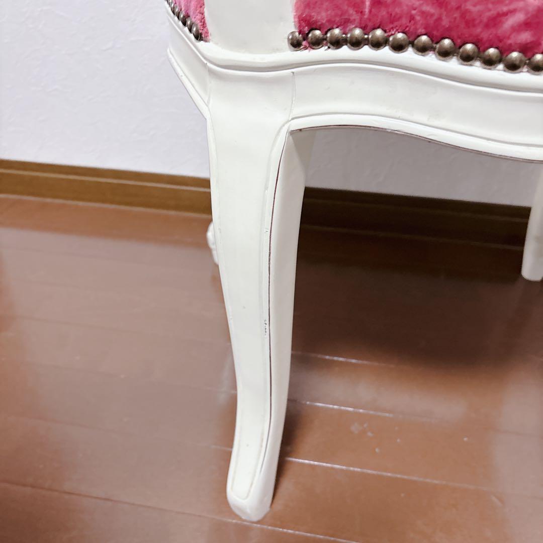 【ロココ様式】猫脚 アンティーク調 ダイニングチェア ベルベット ピンク お姫様