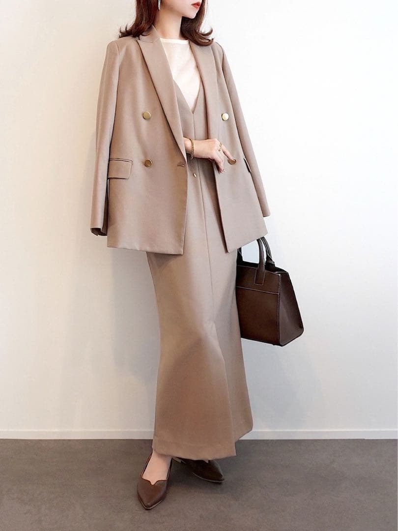 ウールミルドVネックワンピース2 NOBLE ベージュ ジャンパースカート