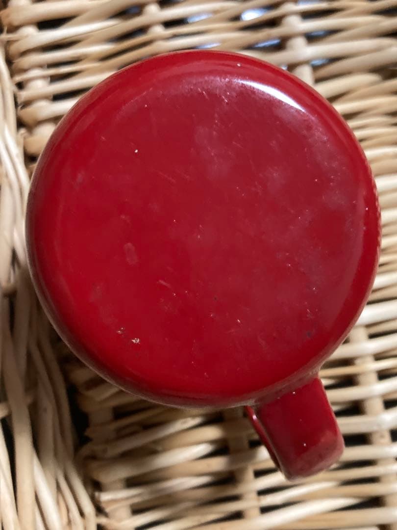 1970年代　未使用保管品　ラングラー琺瑯ノベルティーマグカップ　レッド