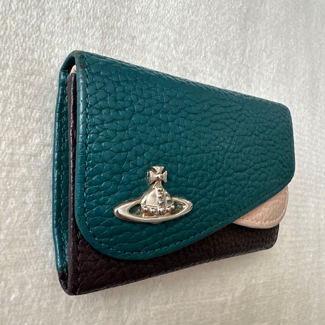 【お値下げ中】ヴィヴィアンウエストウッド ダブルフラップ キーケース 緑 4連