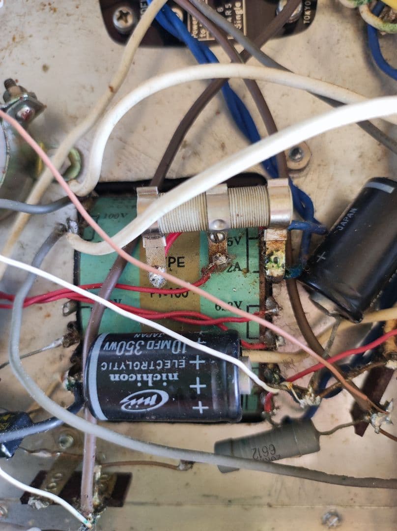 6GW8 シングルステレオ　自作　真空管アンプ　電源入らず　部品取り用