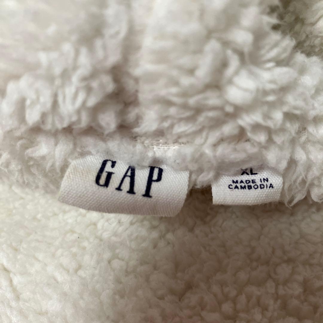 ま*ん様 超美品★GAP パーカー XL裏ボア シルバーロゴ＆グレー